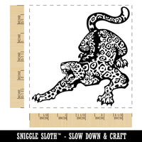 Fierce Crouching Jaguar Jungle Cat Square Rubber Stamp for Stamping Crafting