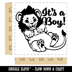 It's a Boy Lion Gender Reveal Square Rubber Stamp for Stamping Crafting