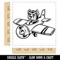 Puppy Pilot Dog in Airplane Square Rubber Stamp for Stamping Crafting