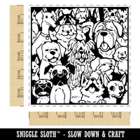 Too Many Dogs in a Box Square Rubber Stamp for Stamping Crafting