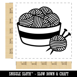 Basket of Yarn Knitting Square Rubber Stamp for Stamping Crafting
