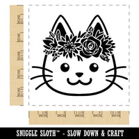 Cat Wearing a Flower Crown Square Rubber Stamp for Stamping Crafting