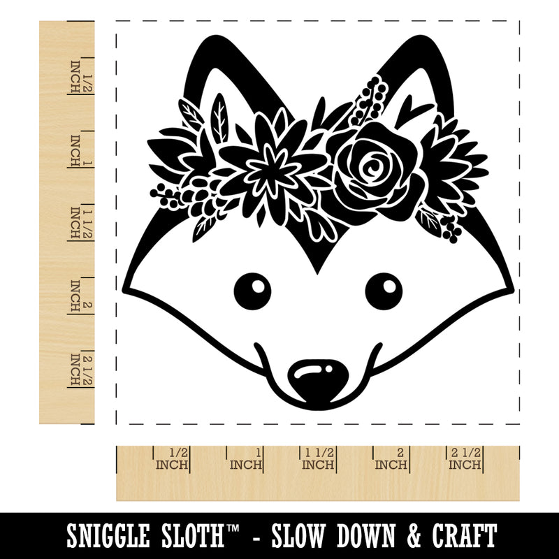 Husky Dog Wearing a Flower Crown Square Rubber Stamp for Stamping Crafting