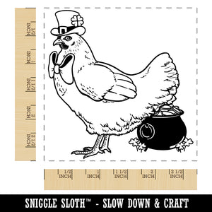 Saint Patrick's Day Leprechaun Hen Holiday Chicken Square Rubber Stamp for Stamping Crafting