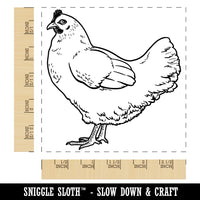 Watchful Hen Facing Left Chicken Square Rubber Stamp for Stamping Crafting