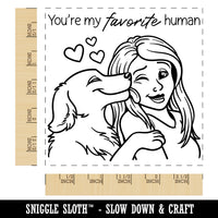 You're My Favorite Human Dog Licking Woman's Face Square Rubber Stamp for Stamping Crafting