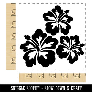 Hibiscus Flower Trio Square Rubber Stamp for Stamping Crafting