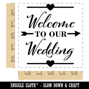 Welcome to Our Wedding with Hearts Square Rubber Stamp for Stamping Crafting