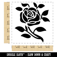 Elegant Rose Stem with Leaves Square Rubber Stamp for Stamping Crafting