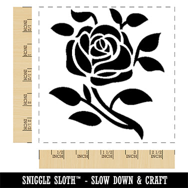 Elegant Rose Stem with Leaves Square Rubber Stamp for Stamping Crafting