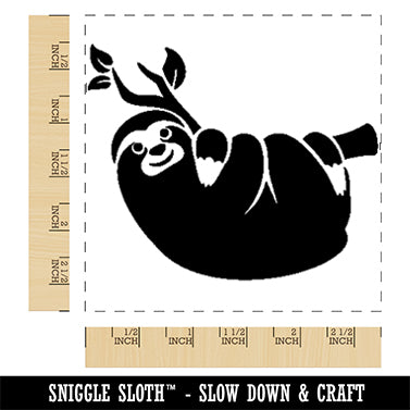 Sloth Hanging on Tree Branch Square Rubber Stamp for Stamping Crafting