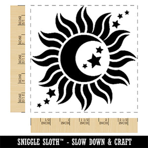 Celestial Sun Moon and Stars Square Rubber Stamp for Stamping Crafting