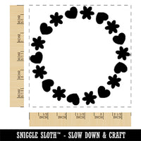 Cute Flower and Heart Circle Frame Square Rubber Stamp for Stamping Crafting