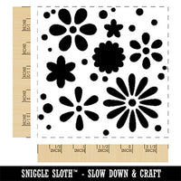 Sweet Geometric Flowers and Dots Seamless Repeating Pattern Square Rubber Stamp for Stamping Crafting