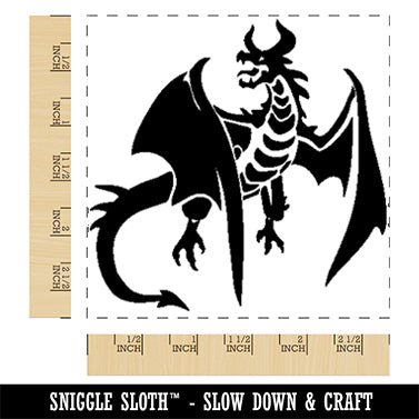 Fierce Horned Flying Dragon Wyvern Square Rubber Stamp for Stamping Crafting