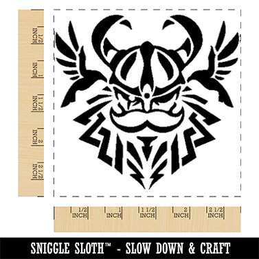 Odin Viking Norse God with Helmet and Ravens Square Rubber Stamp for Stamping Crafting