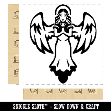 Praying Angel with Wings Square Rubber Stamp for Stamping Crafting