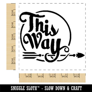 This Way Script Text Arrow Pointing Square Rubber Stamp for Stamping Crafting