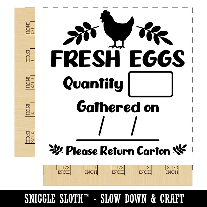 Fresh Eggs Return Carton Label Quantity Date Square Rubber Stamp for Stamping Crafting