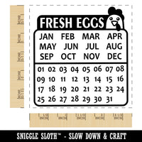 Fresh Eggs Cute Chicken Egg Calendar for Carton Square Rubber Stamp for Stamping Crafting