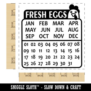 Fresh Eggs Cute Chicken Egg Calendar for Carton Square Rubber Stamp for Stamping Crafting