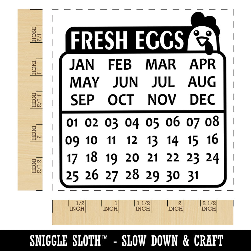 Fresh Eggs Cute Chicken Egg Calendar for Carton Square Rubber Stamp for Stamping Crafting