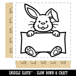 Easter Bunny Holding Blank Sign Square Rubber Stamp for Stamping Crafting