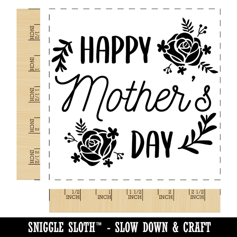 Happy Mother's Day Framed in Roses Square Rubber Stamp for Stamping Crafting