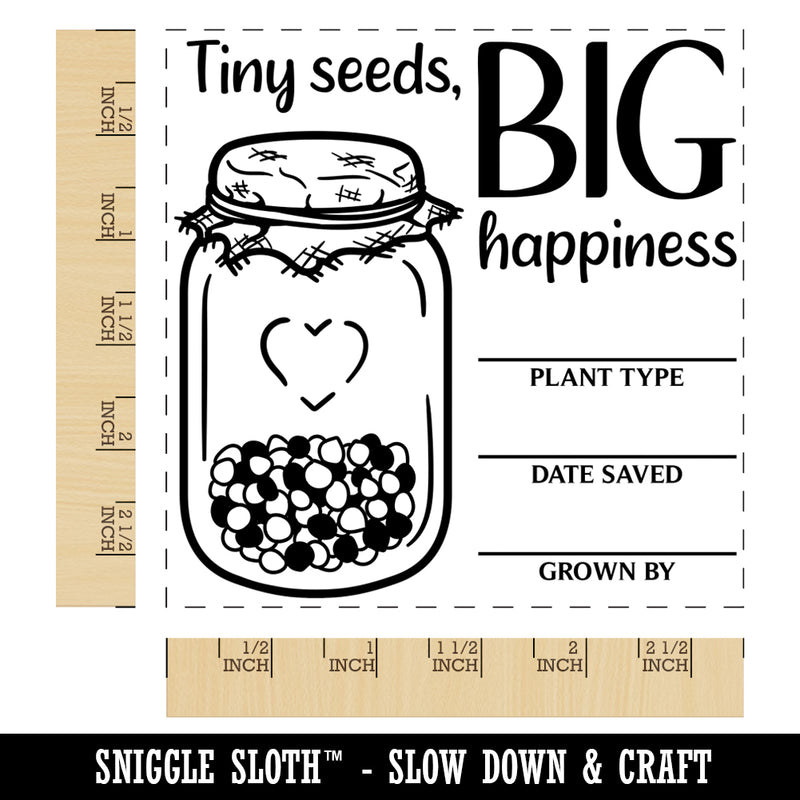 Tiny Seeds Big Happiness Fill In Plant Seed Packet Square Rubber Stamp for Stamping Crafting