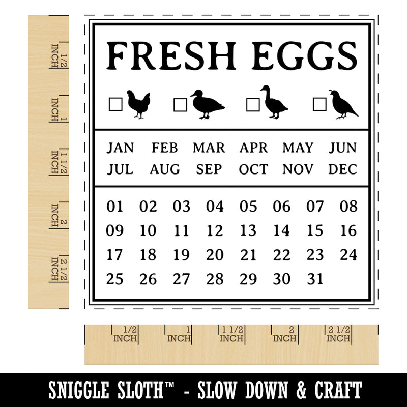 Fresh Eggs Check the Box Calendar Label Chicken Duck Goose Quail Square Rubber Stamp for Stamping Crafting