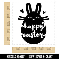 Happy Easter Bunny Egg Silhouette Square Rubber Stamp for Stamping Crafting