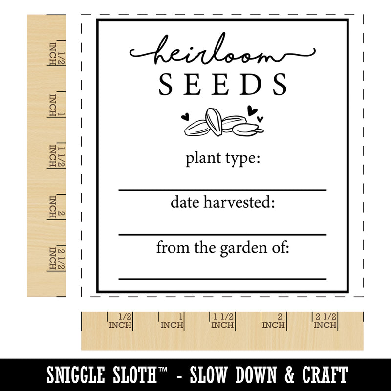 Sweet Elegant Heirloom Seed Packet Label Square Rubber Stamp for Stamping Crafting