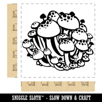 Cluster of Beech Clamshell Mushrooms Fungus Fungi Square Rubber Stamp for Stamping Crafting