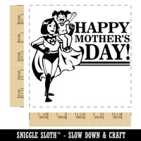Happy Mother's Day Superhero Mom with Cape Square Rubber Stamp for Stamping Crafting