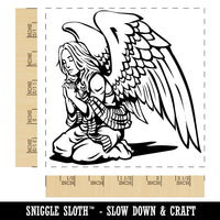 Praying Winged Angel Woman Square Rubber Stamp for Stamping Crafting