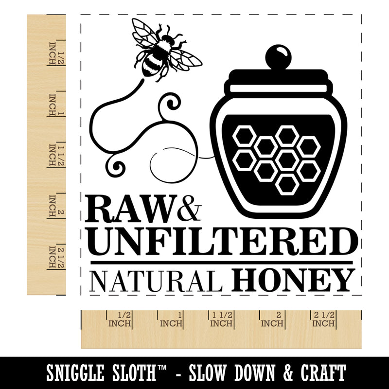 Raw and Unfiltered Natural Honey with Honeypot and Bee Square Rubber Stamp for Stamping Crafting
