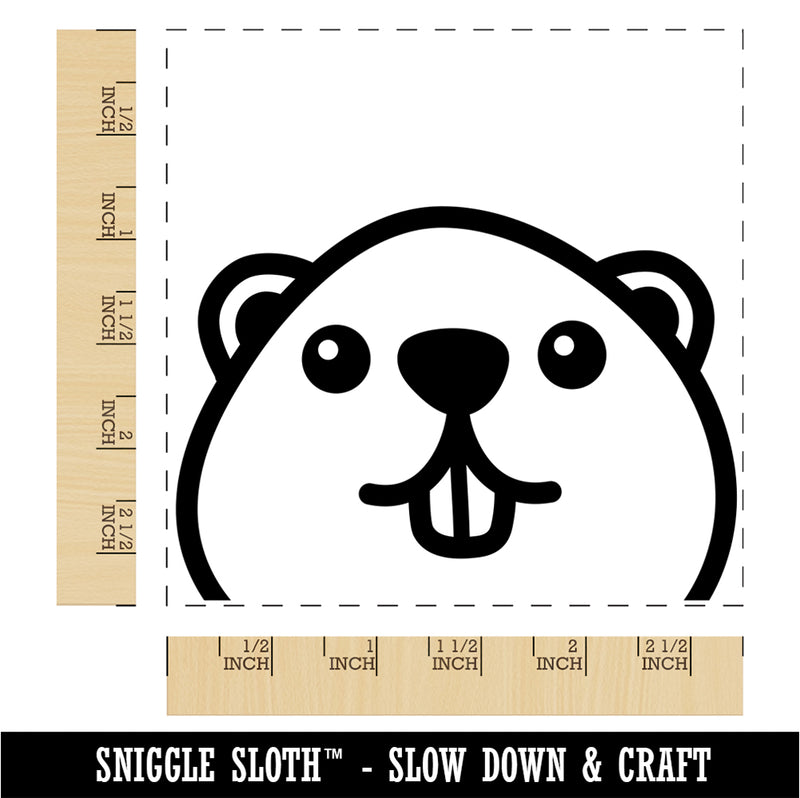 Peeking Beaver Square Rubber Stamp for Stamping Crafting