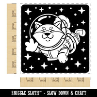 Akita Dog Astronaut Floating in Space Square Rubber Stamp for Stamping Crafting