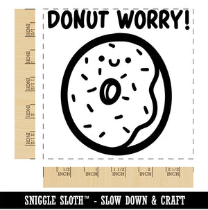 Donut Don't Worry Smile Motivational Quote Pun Square Rubber Stamp for Stamping Crafting
