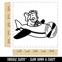 Elephant Flying an Airplane Plane Square Rubber Stamp for Stamping Crafting