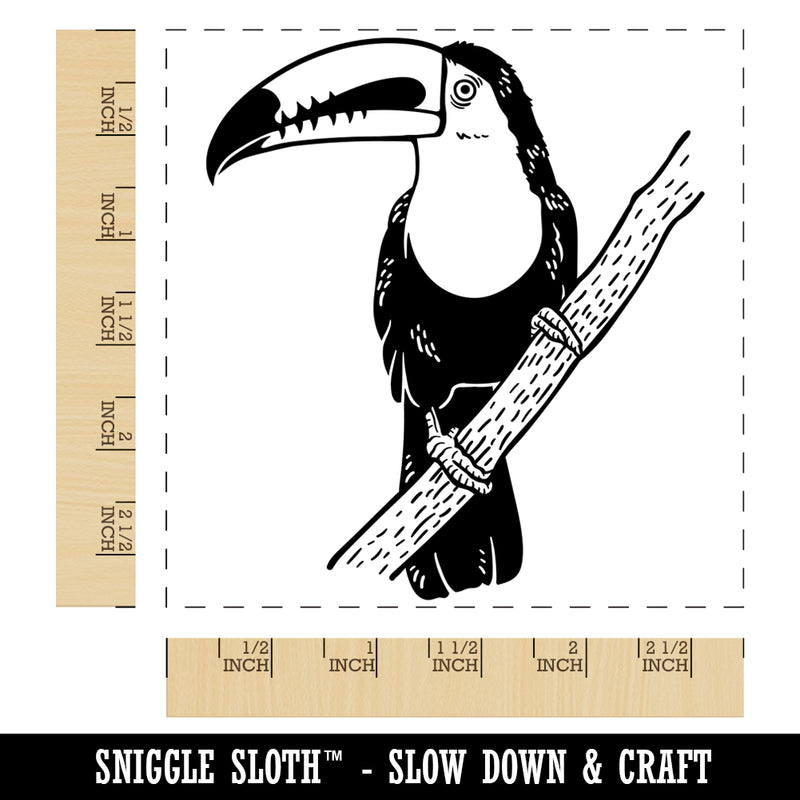 Keel-Billed Toucan on a Branch Square Rubber Stamp for Stamping Crafting