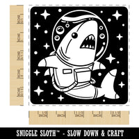 Shark Astronaut Floating in Space Square Rubber Stamp for Stamping Crafting