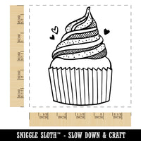 Deliciously Sweet Hand Drawn Cupcake With Sprinkles Square Rubber Stamp for Stamping Crafting