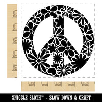 Detailed Floral Peace Sign Square Rubber Stamp for Stamping Crafting