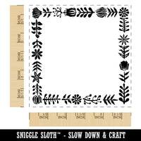 Elegant Botanical Square Border Frame Square Rubber Stamp for Stamping Crafting