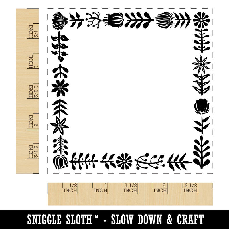 Elegant Botanical Square Border Frame Square Rubber Stamp for Stamping Crafting