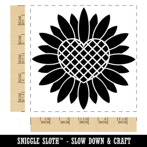 Geometric Heart Sunflower Square Rubber Stamp for Stamping Crafting