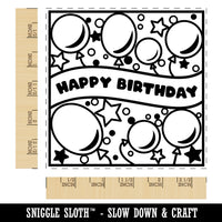 Happy Birthday Cute Balloons and Stars Square Rubber Stamp for Stamping Crafting