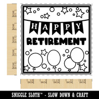 Happy Retirement Stars and Balloons Square Rubber Stamp for Stamping Crafting