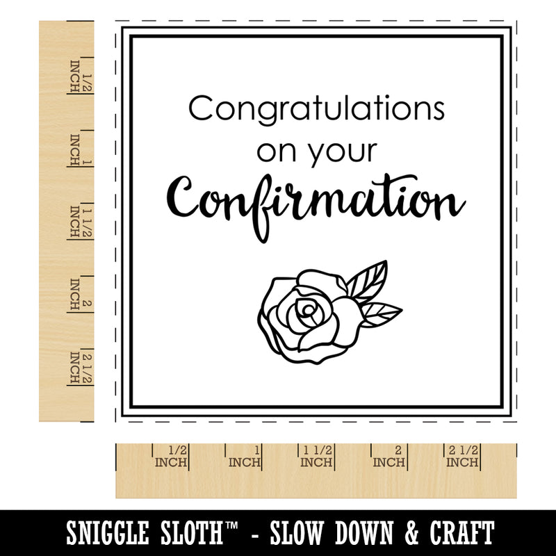 Sweet Rose Congratulations on Your Confirmation Christian Catholic Square Rubber Stamp for Stamping Crafting